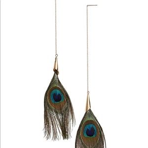 Panacea statement  peacock feather earrings! NWT
